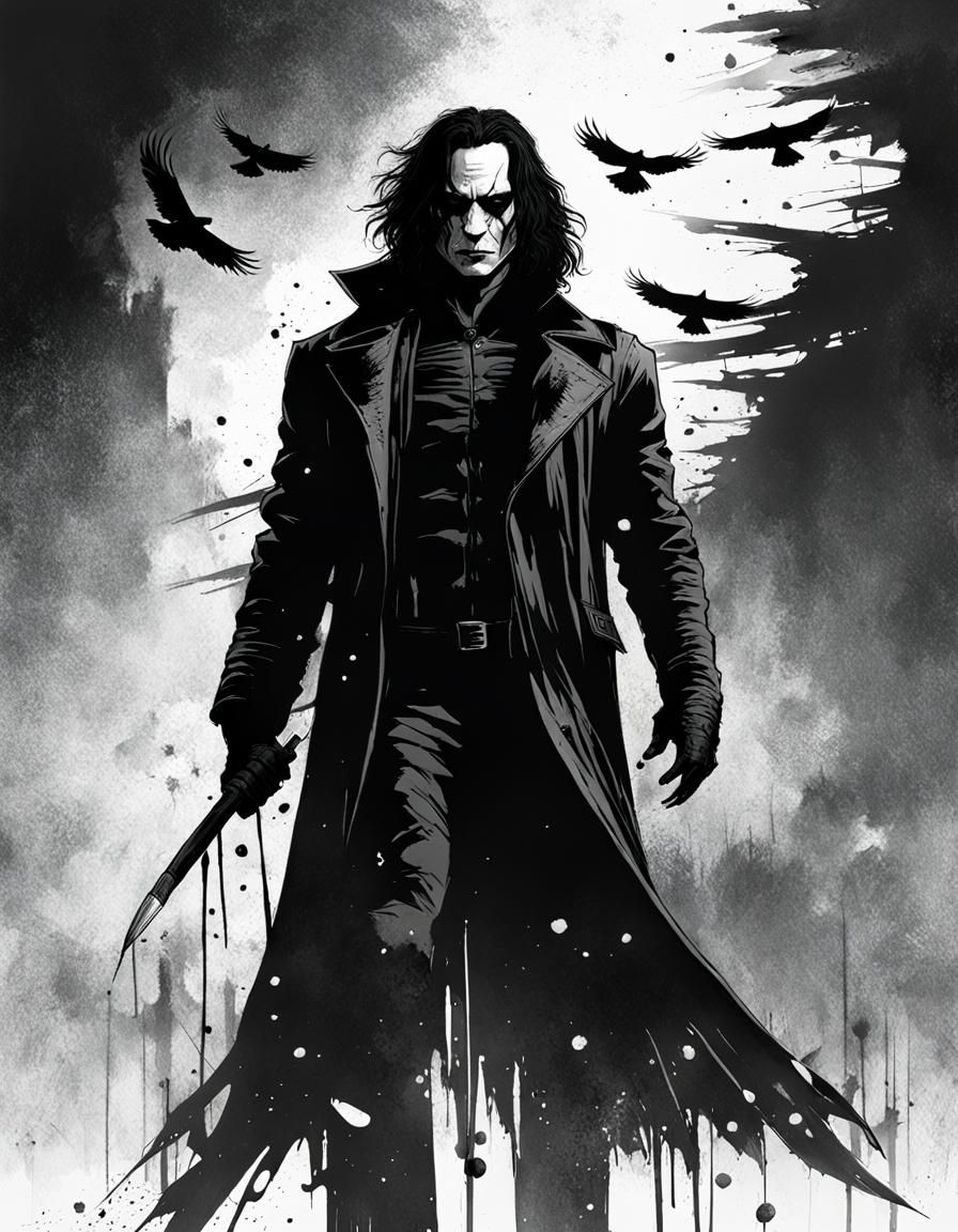 The Crow: Eric Draven in Black and White Speedpaint