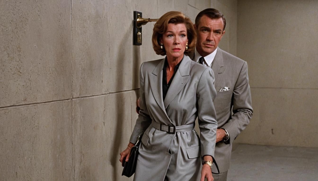 M's Office 1983: Moneypenny and James Bond in Film Still