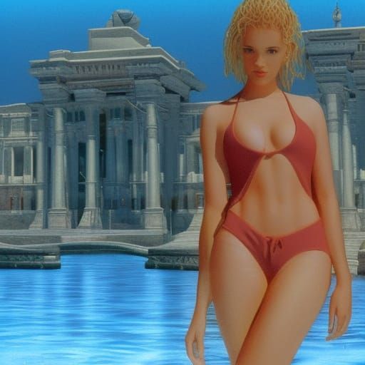 Dreamcast Era Swimsuit Model: Digital Matte Painting