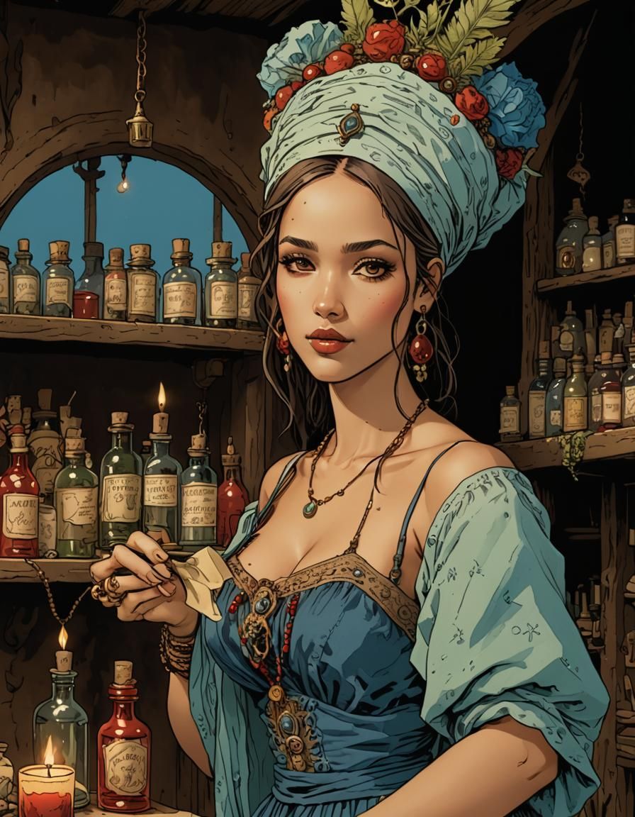 Voodoo Shop with Beautiful Shopkeeper, Folk Art