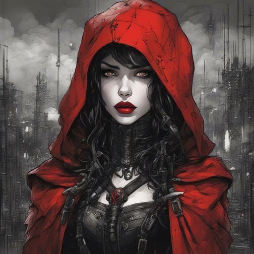 Cyber Gothic Little Red Riding Hood Portrait