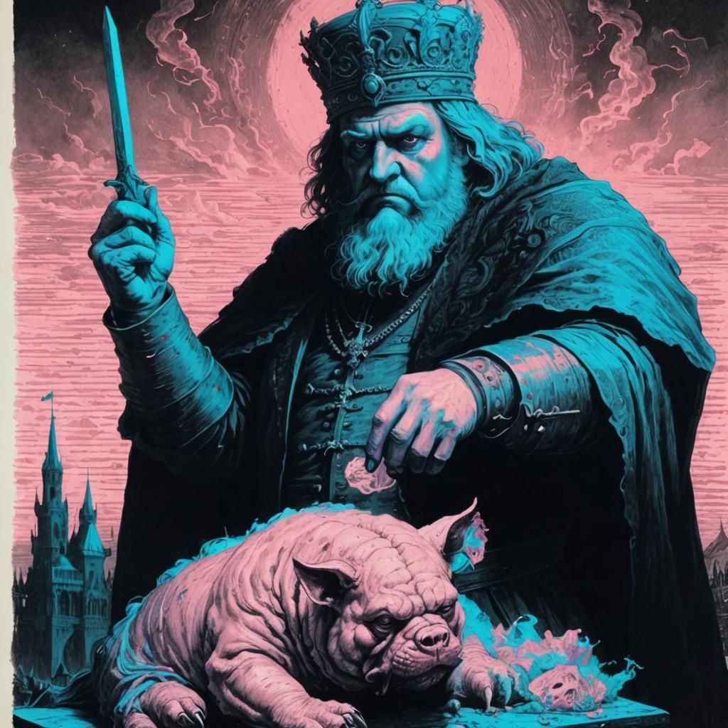 Baron Vratislav: Synthwave Horror Charcoal Drawing