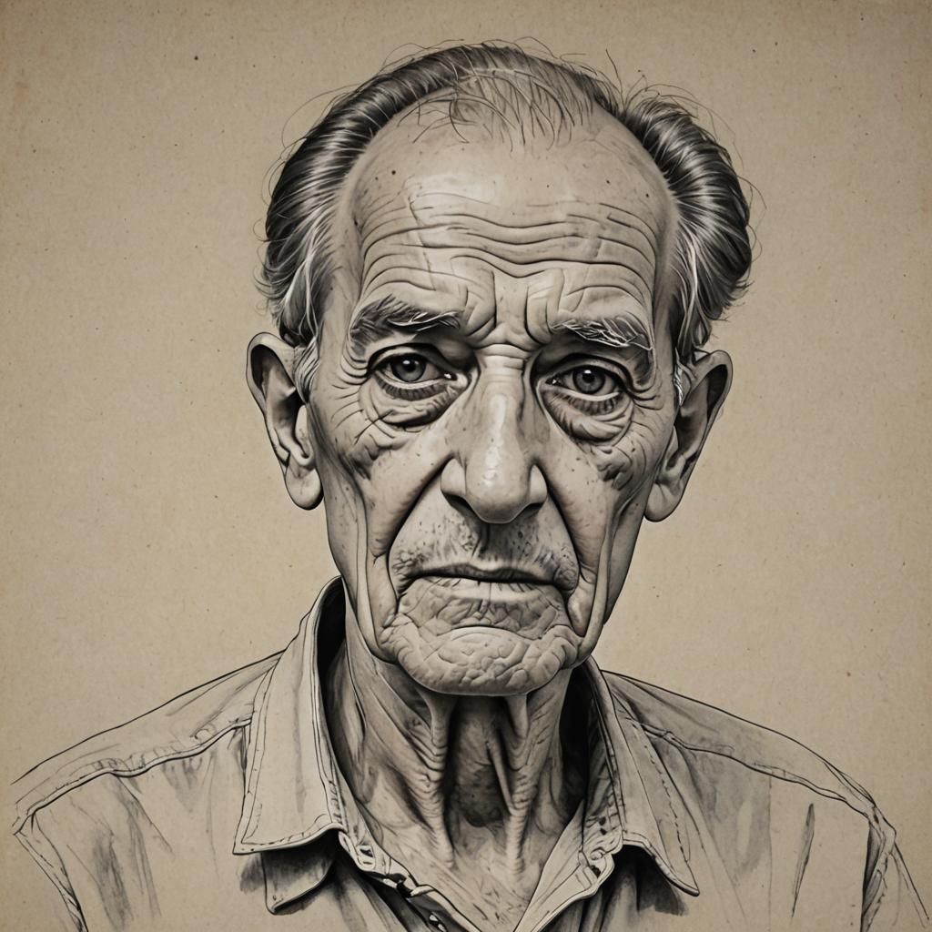 Pencil Sketch of an Old Man in Rocking Chair