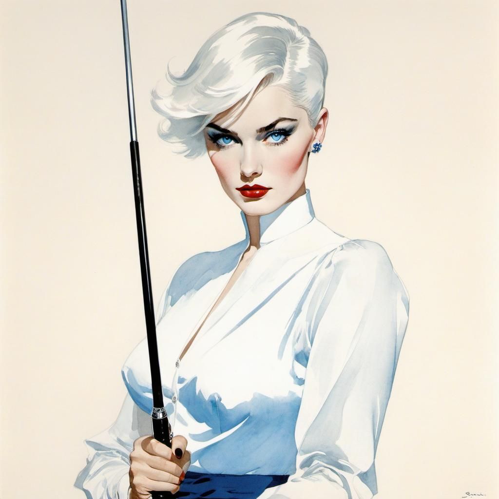 Fashion Illustration of a Dominant Woman in Gruau Style