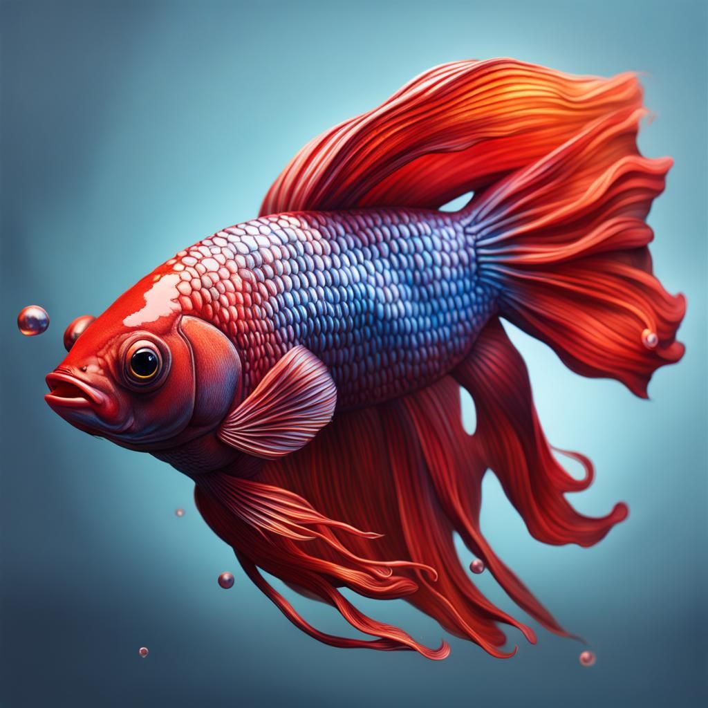 Hyperrealistic Lava Betta Fish Splash Art