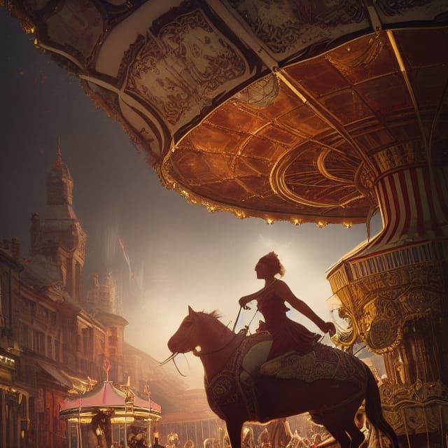 Circus Carousel Digital Illustration
