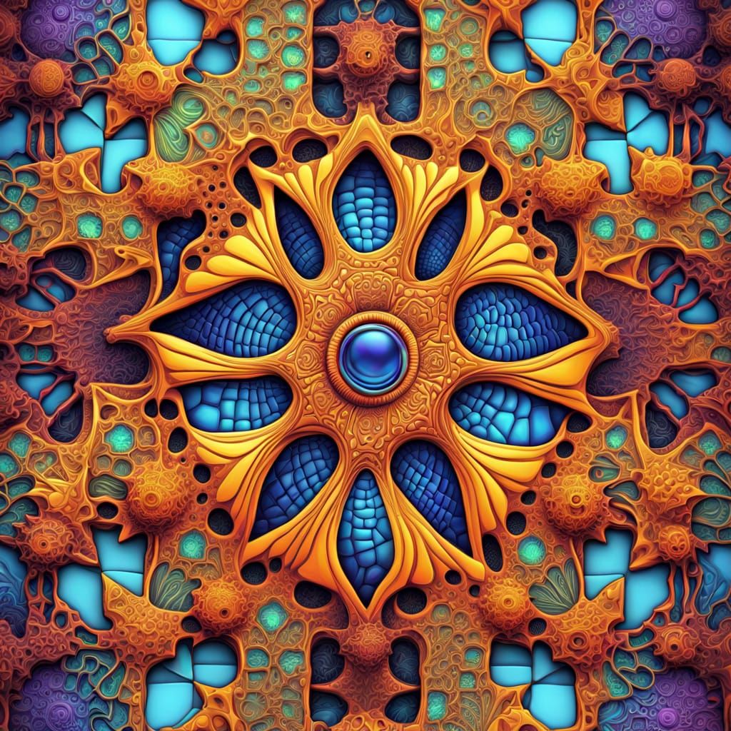 Abstract Geometric Art Deco Fractal with Vibrant Colors