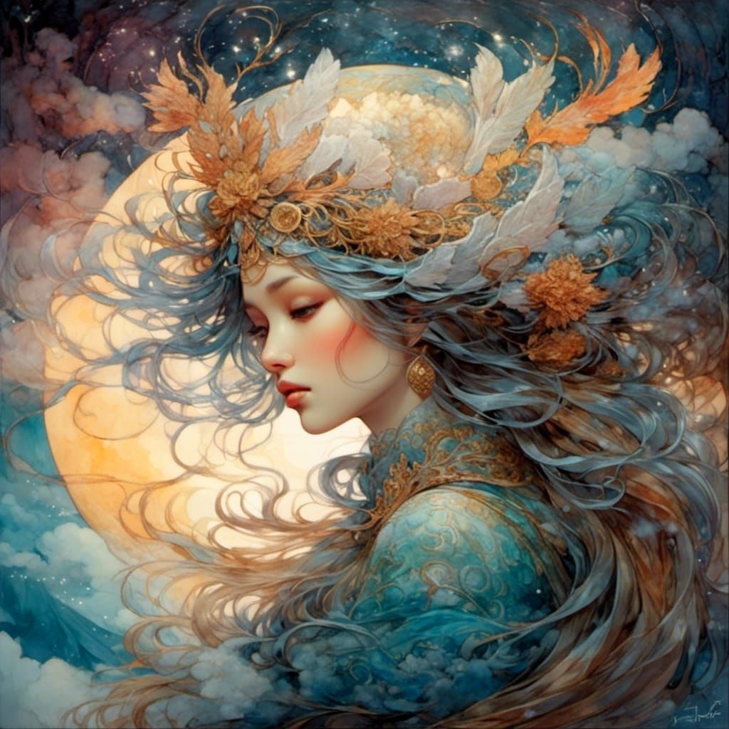 Winter Goddess in Magical Fantasy Digital Art