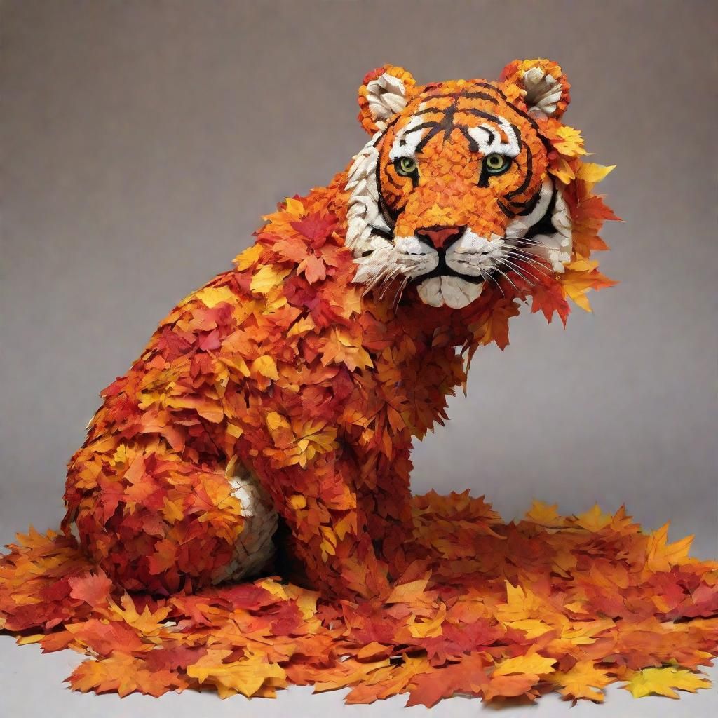 Tiger Made of Autumn Leaves