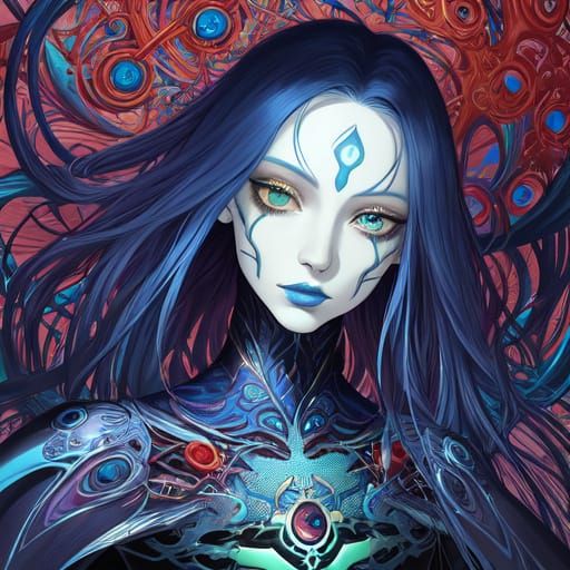 Surreal Biomorphic Android Cyborg Portrait in Digital Art