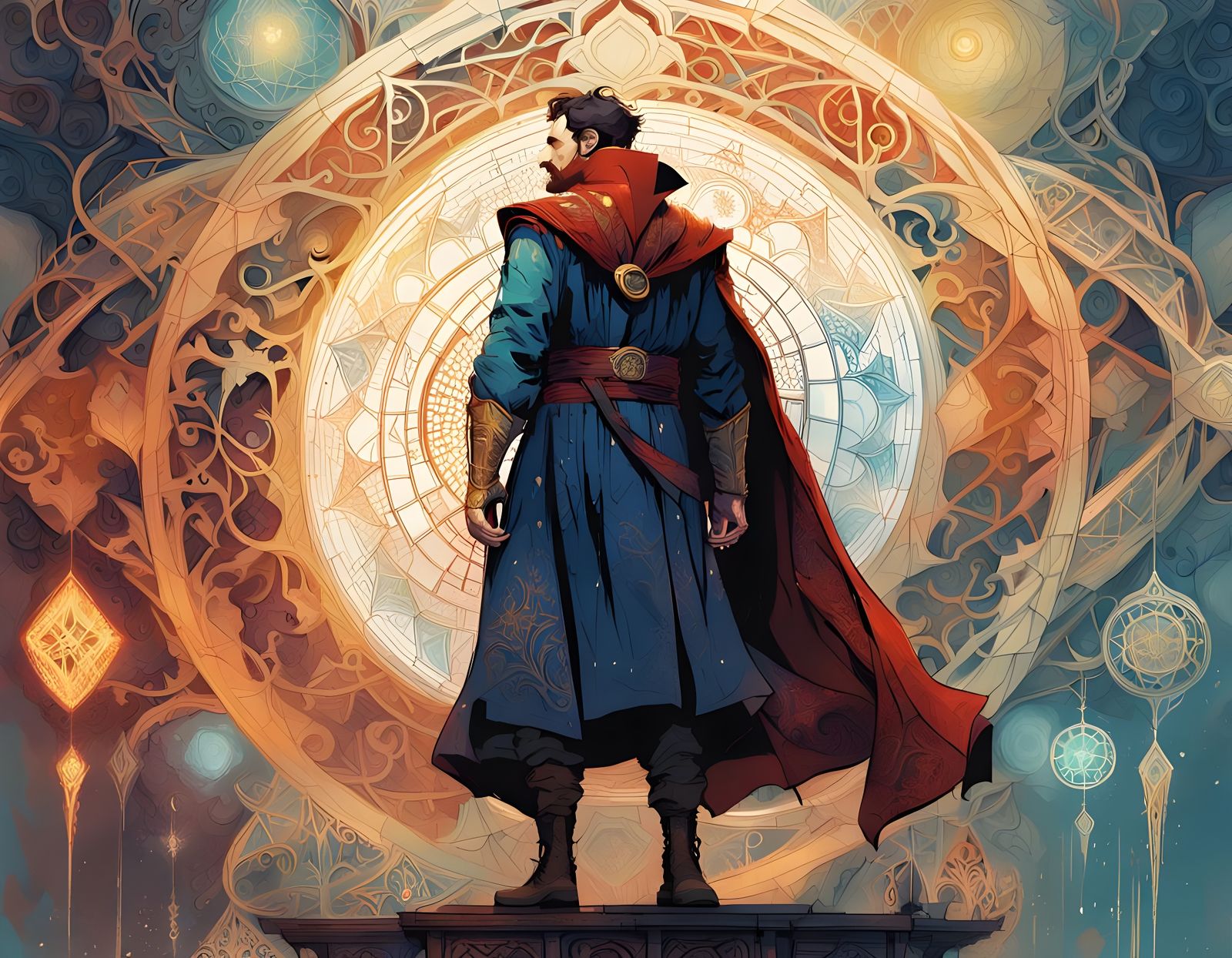 Doctor Strange Digital Painting with Intricate Motifs