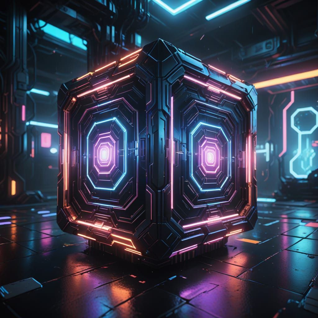 Surreal Futuristic Encounter in a Neon Virtual Realm