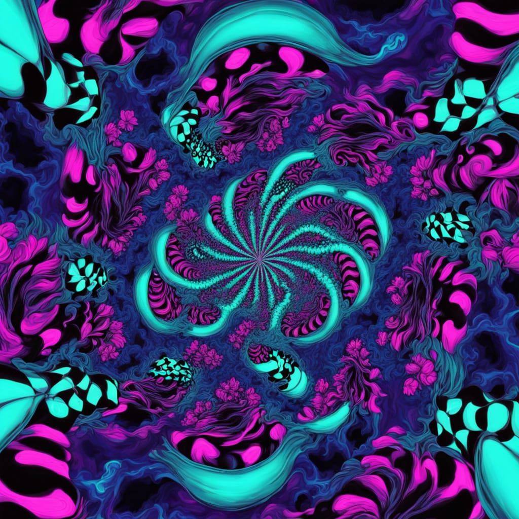 Endless Neon Psychedelic Tunnel with Twisting Tentacles