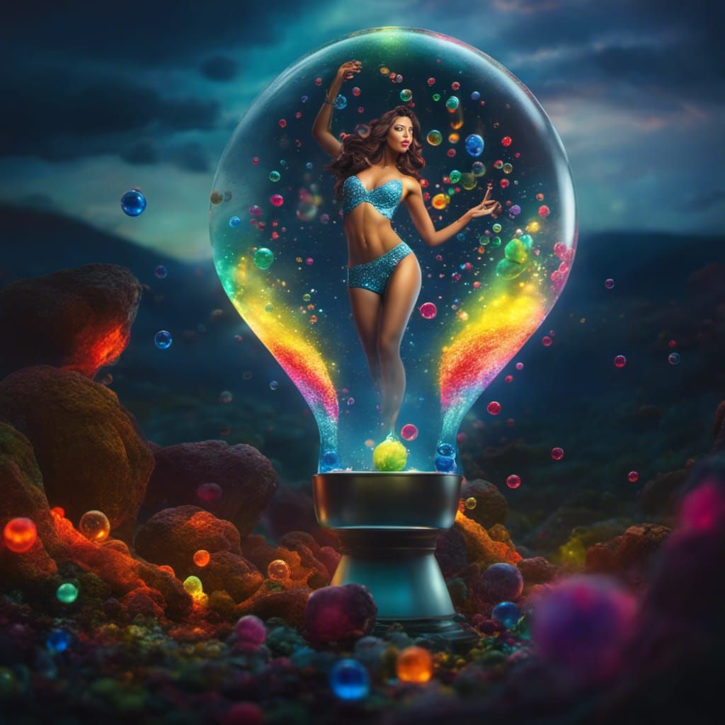 Lava Lamp Woman: Sparkling Pop Art Portrait