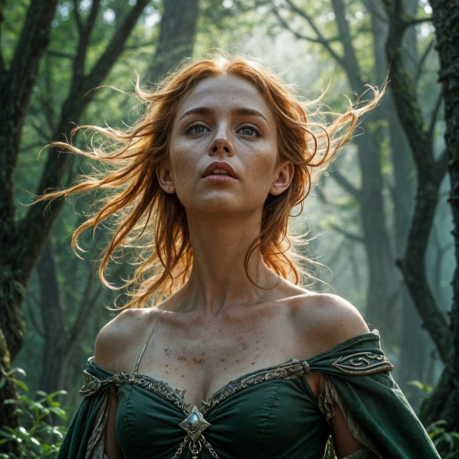 Beautiful Elf with Flowing Hair, Fantasy Art