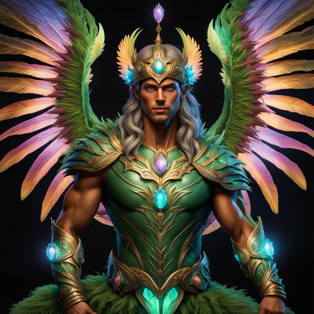 Bioluminescent Winged Figures in Fantasy Forest