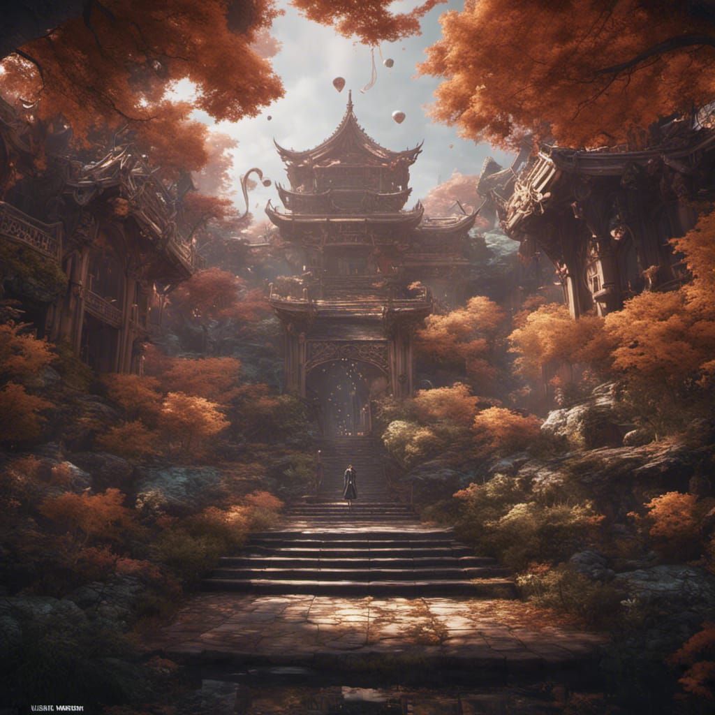 Park Jimin in Fantastical Temple Art