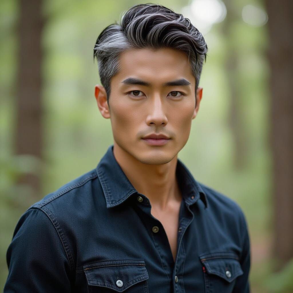 digital anime image The young man, resembling a hero of Goth...