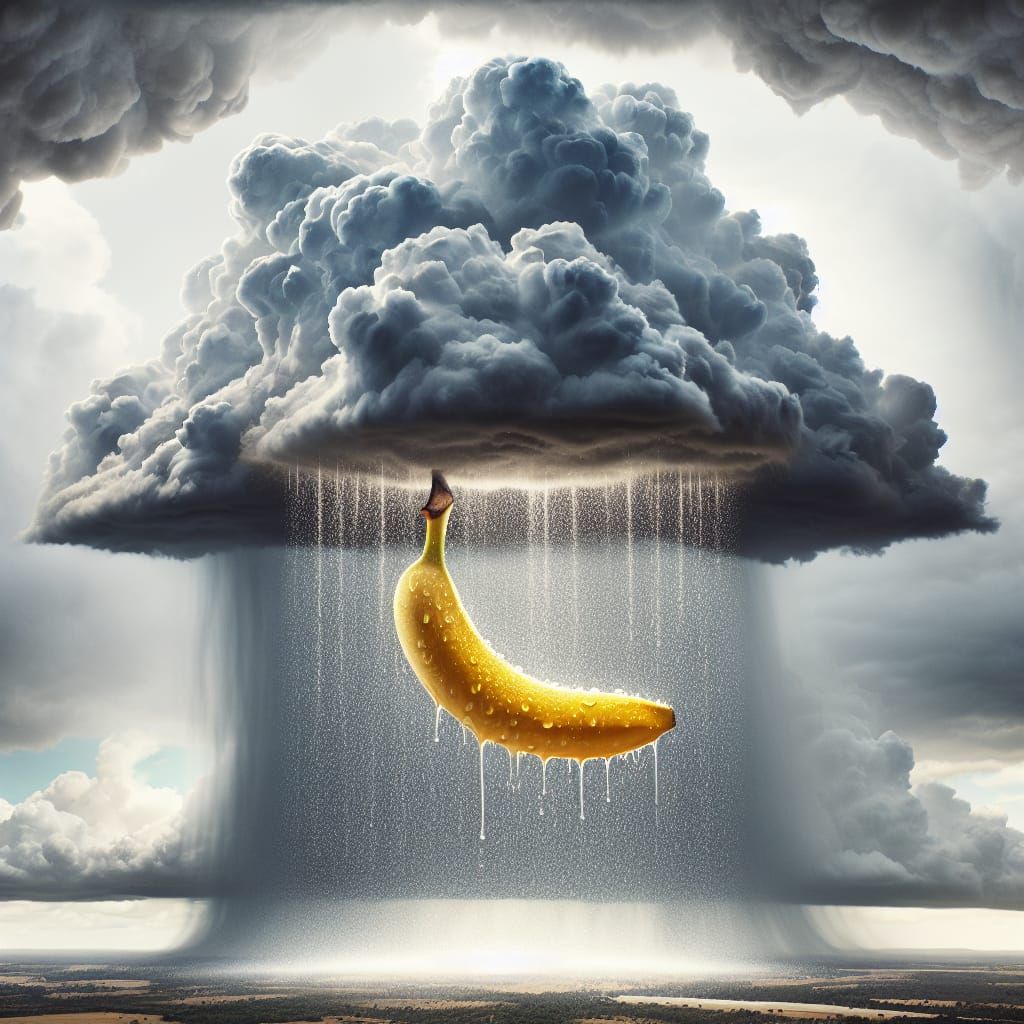 Storm Cloud Rains on Banana: Thought-Provoking Concept