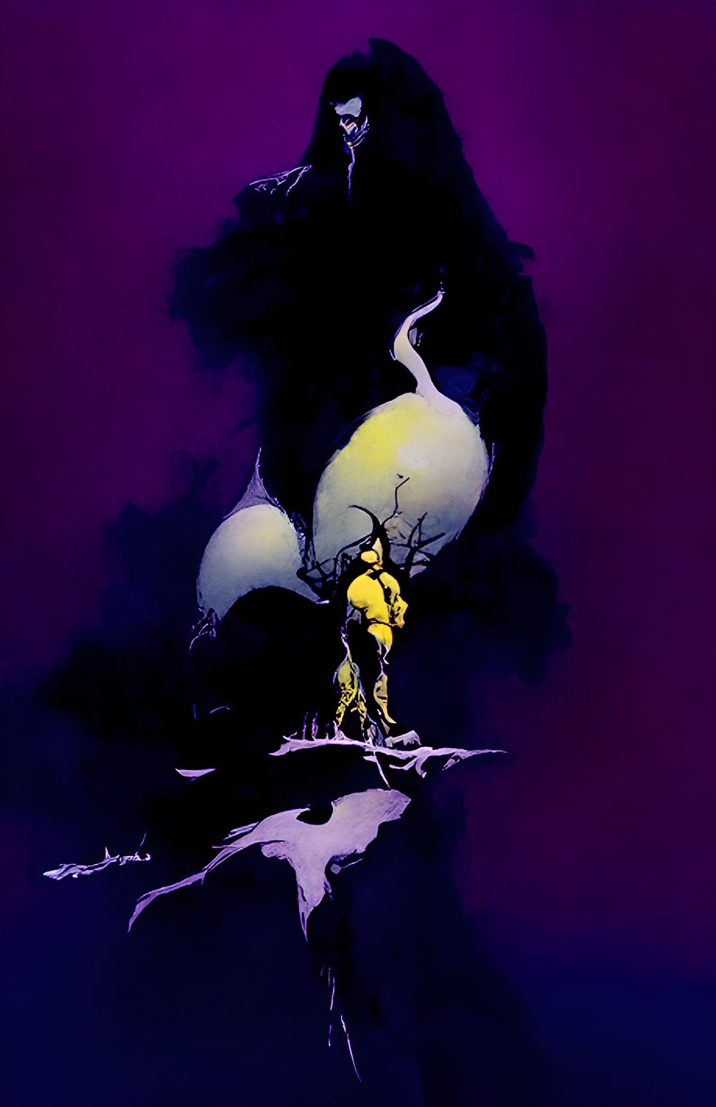 Surreal Yellow Composition in Fantasy Illustration Style