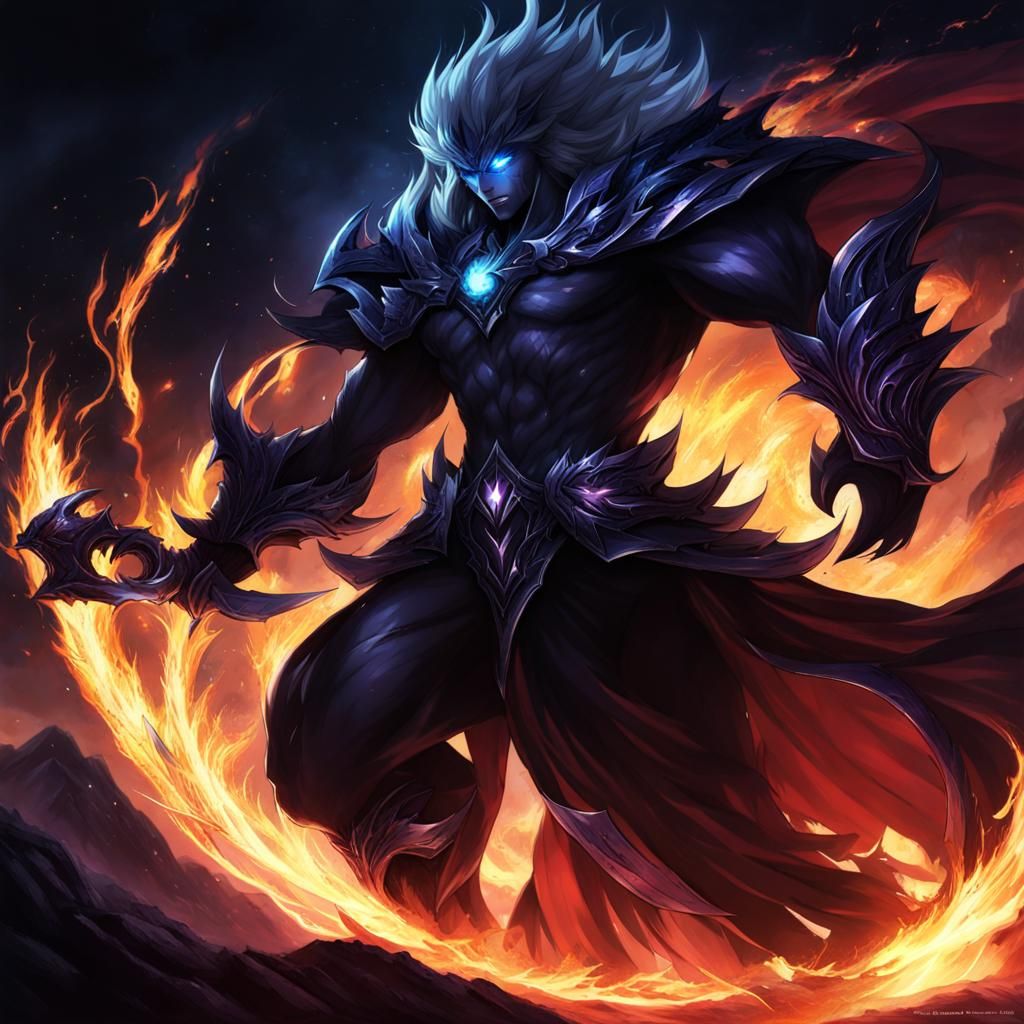 Darkness Elemental Man in Anime Style