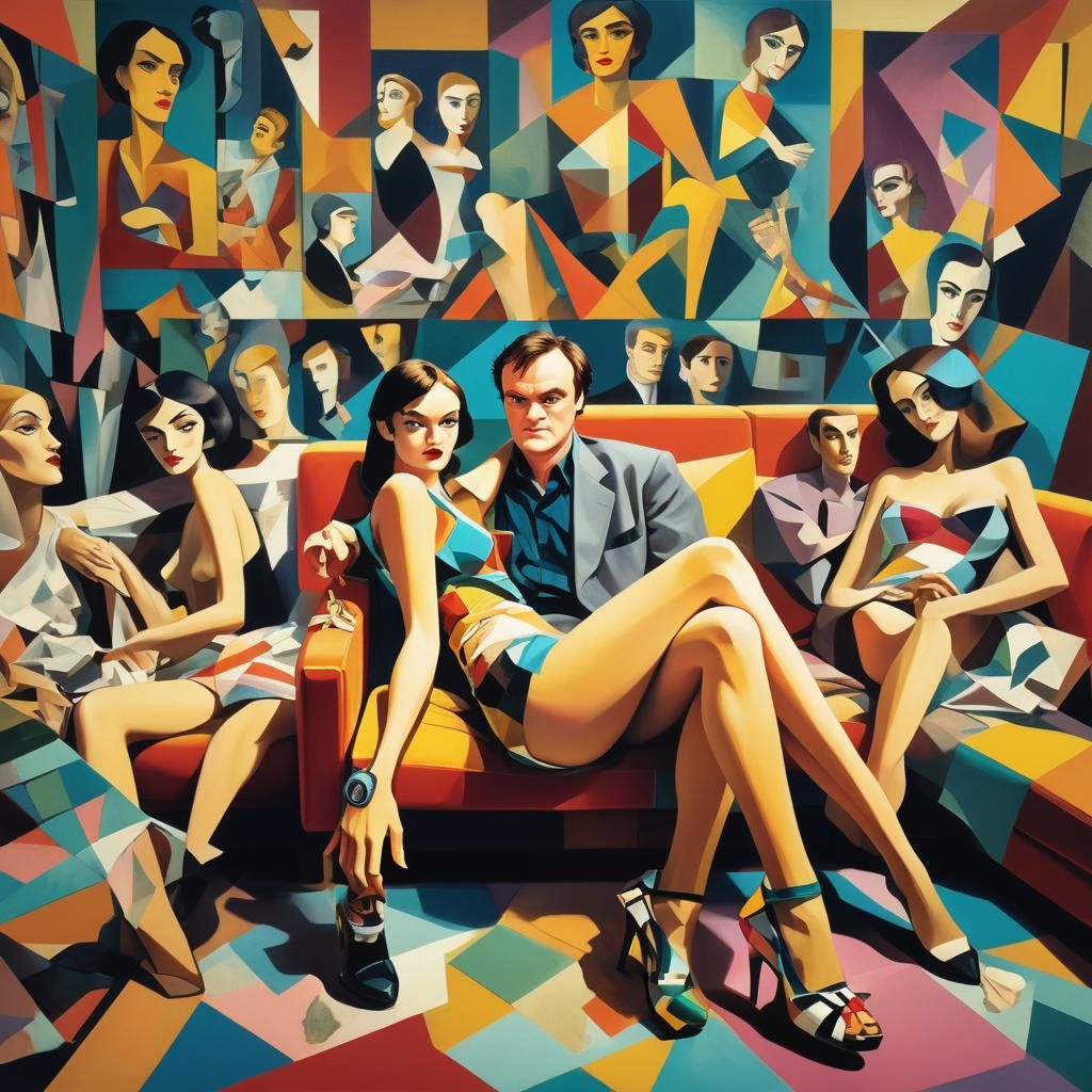Cubist Pop Art: Tarantino in Vibrant Brothel