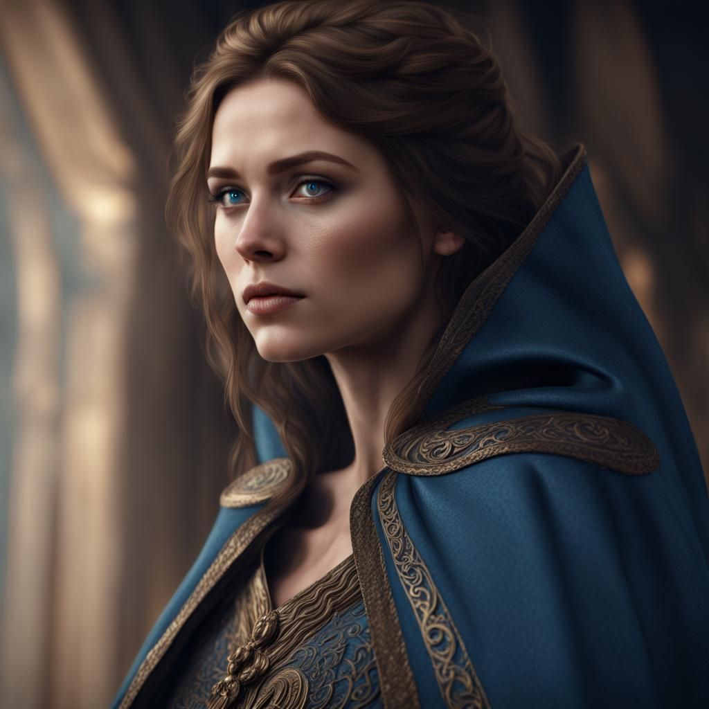 Medieval Woman with Cape: Digital Matte Painting