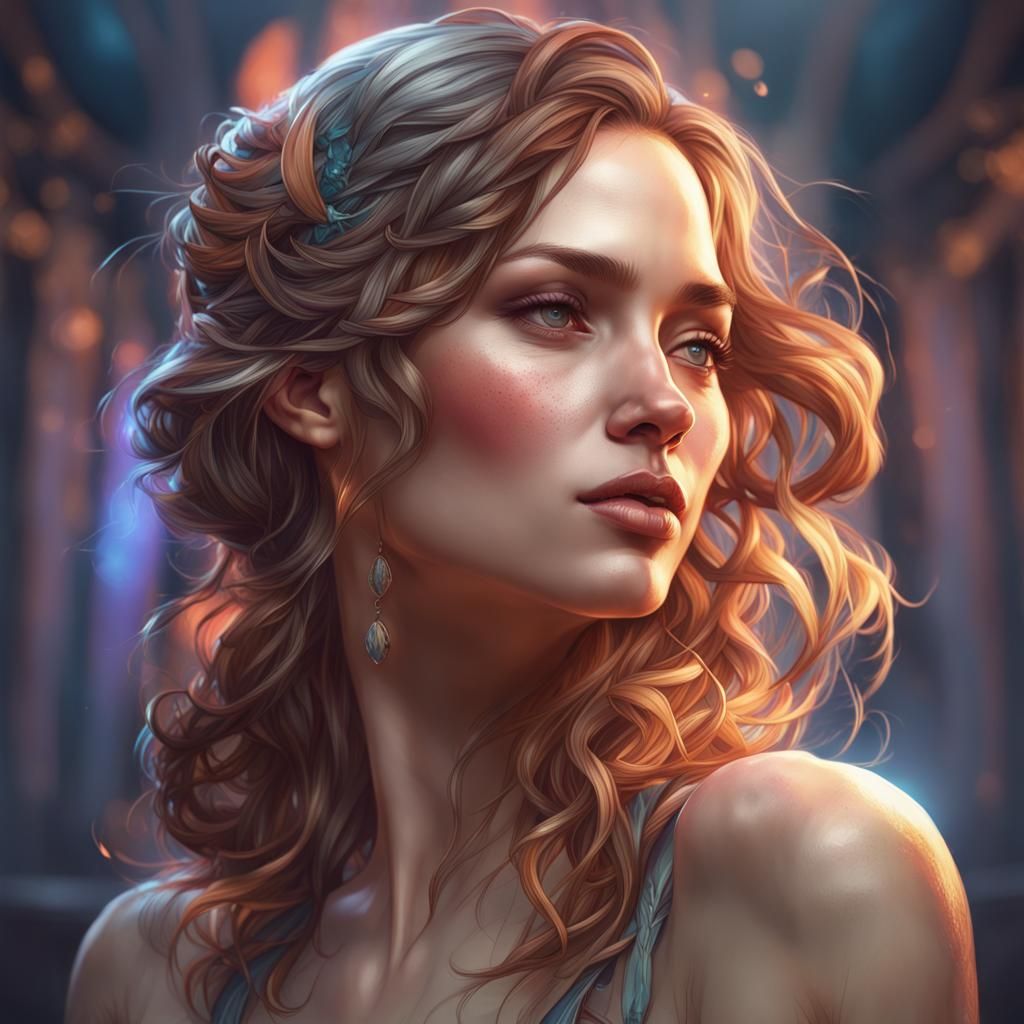 Detailed Portrait with Dynamic Lighting as Digital Art