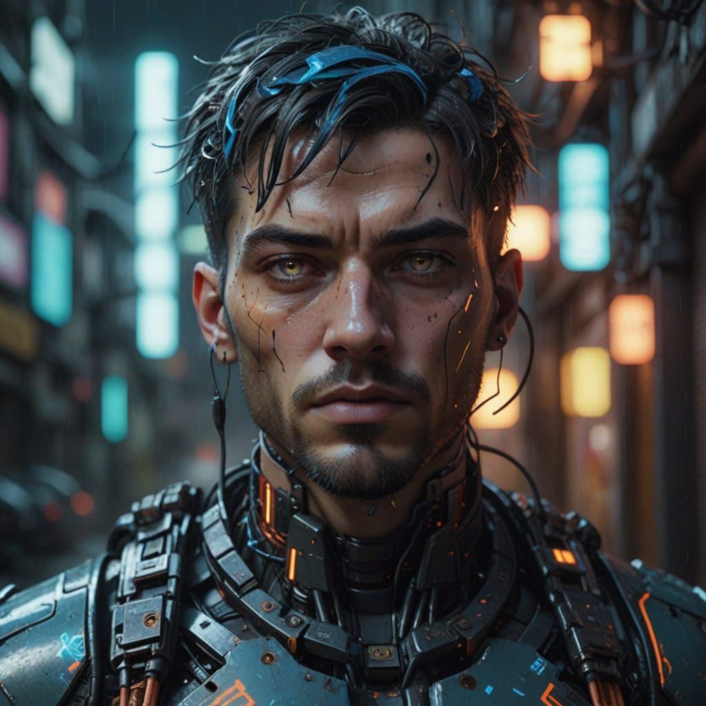 Cyberpunk Android in Neon Alley