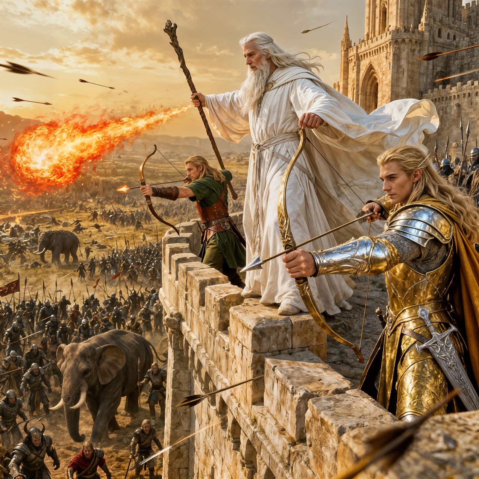 Gandalf Defends Minas Tirith in Hyperrealistic 8K Fantasy St...