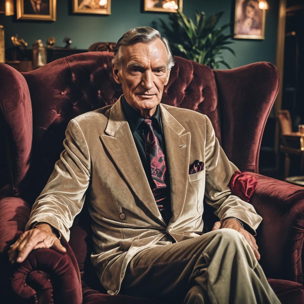 Cinematic Portrait of a Man in Velvet Armchair