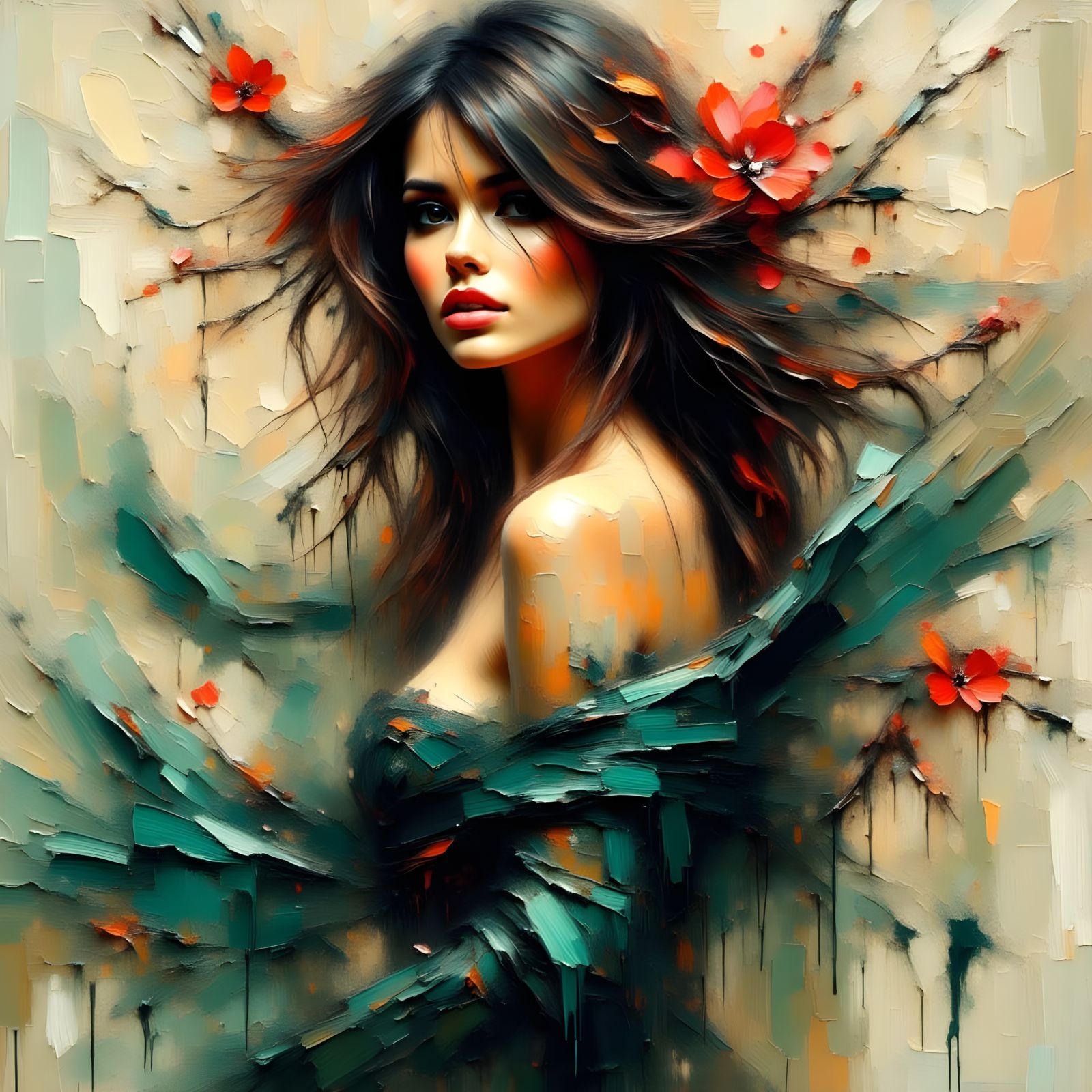 Goddess of Beauty in Emerald Silk Scarf