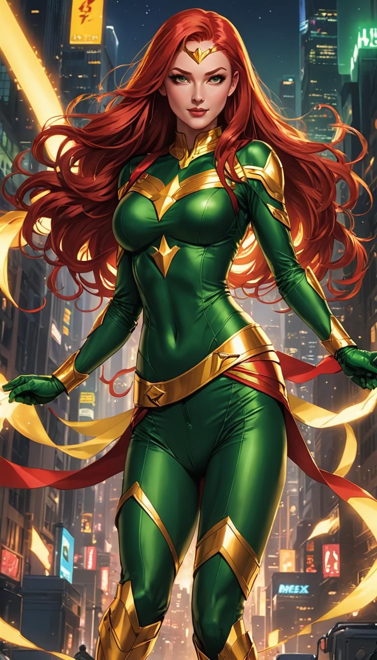 Jean Grey as Phoenix in Official Comic Style