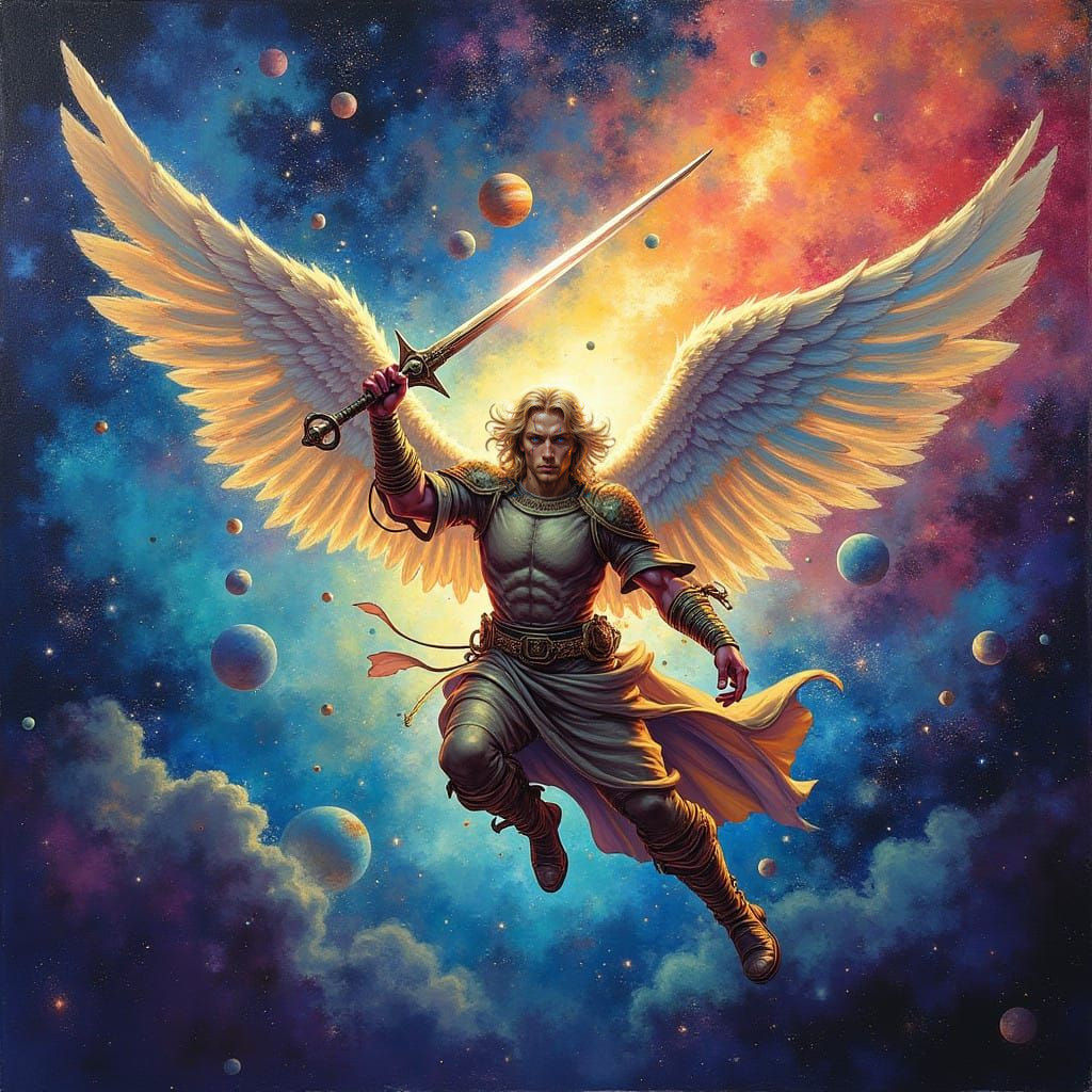 Archangel Michael in Vibrant Graffiti Style