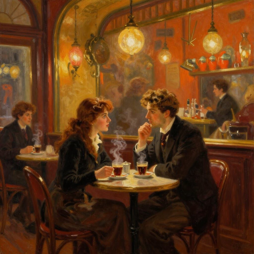 Romantic Cafe Evening in J. M. W. Turner Style