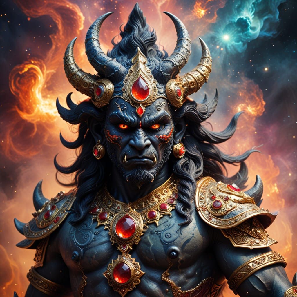 Mighty Vedic Demon Rahu in Gomed Armor