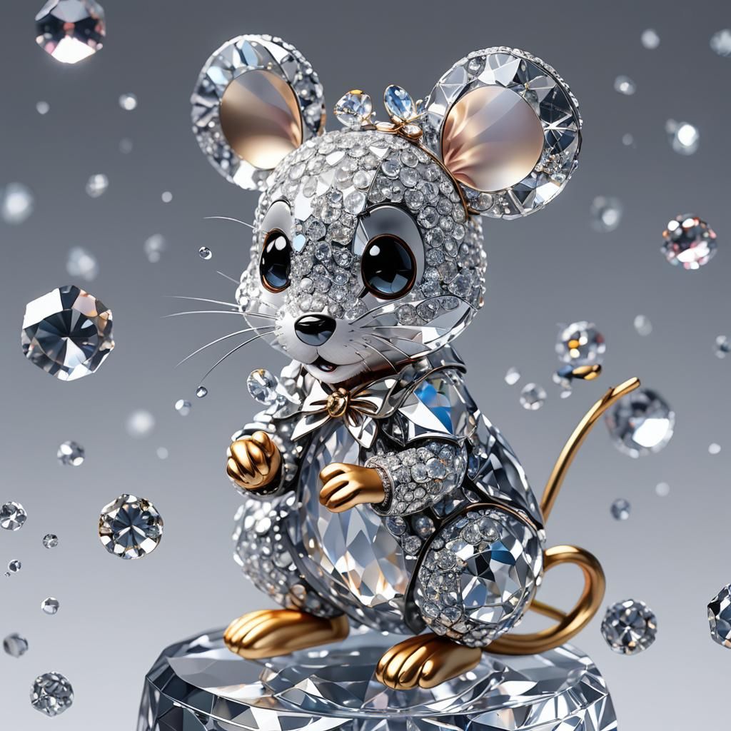 Swarovski Crystal with Mini Mouse: 3D Anime Art