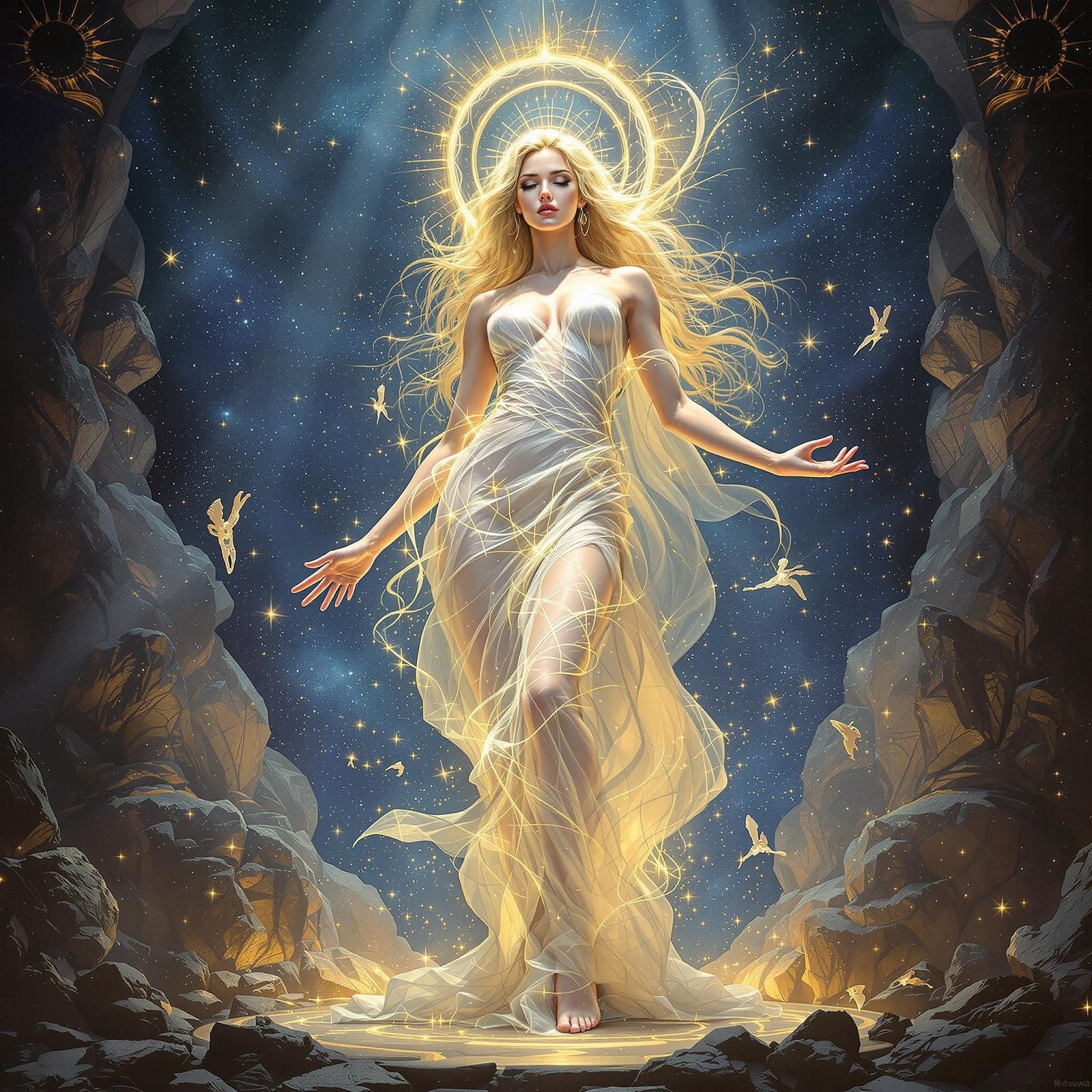 Divine Goddess of Creation in Idealized Realism Style