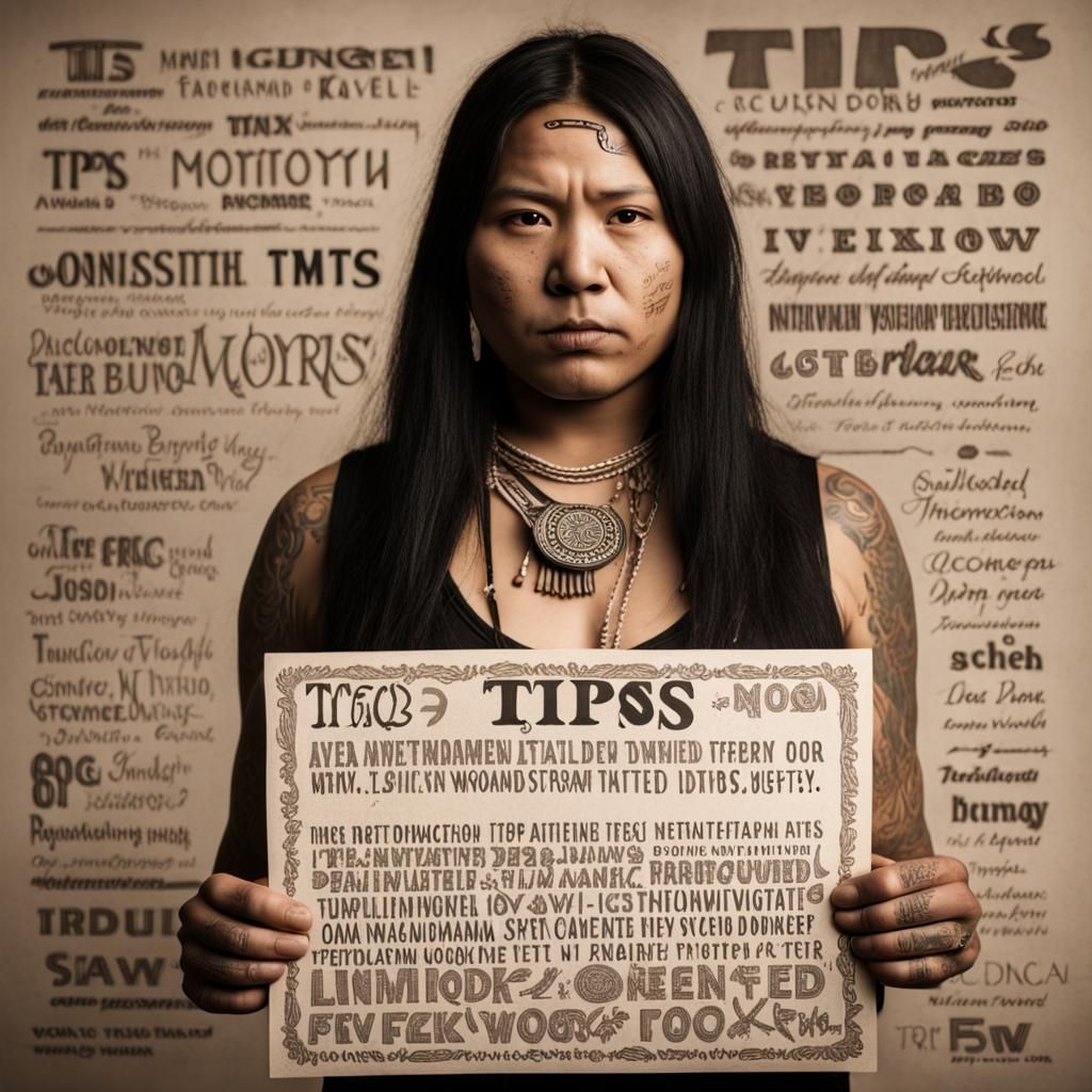 Young Indigenous Woman Holding a Sign