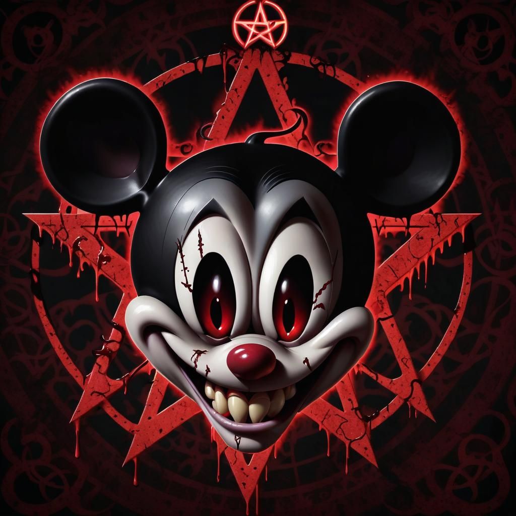 Mickey Mouse: Satanic Cult Leader in Horror Art