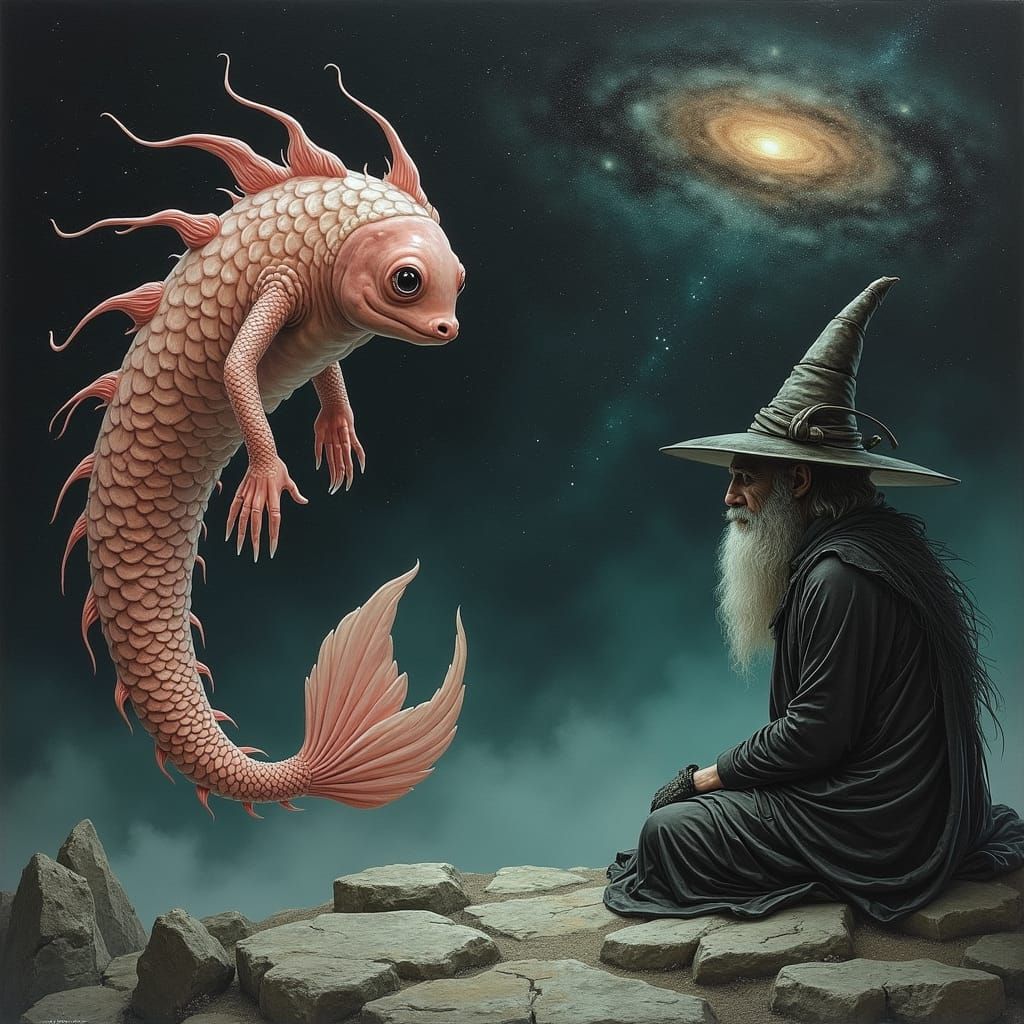 Macabre Mermaid and Beetle Wizard in Space