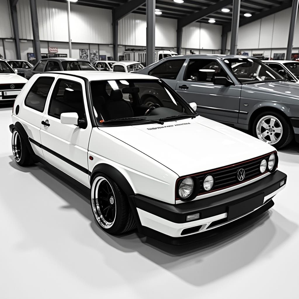 Custom VW Golf GTI in Stylized Black and White