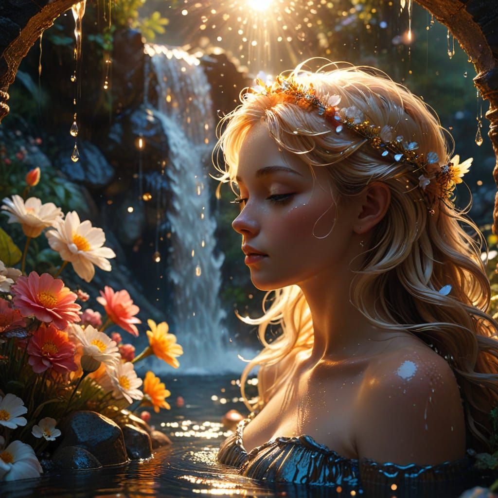 Surreal Wish Floating in Darkness with Angelic Features