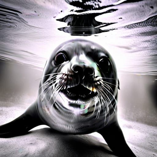 Playful Seal Gazes Wonderfully in Hyperrealistic Underwater ...