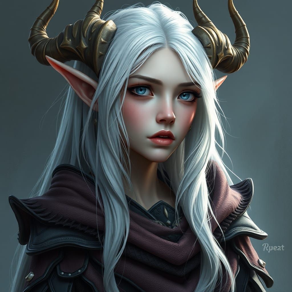 Fantasy Elf in Study: Detailed Matte Painting