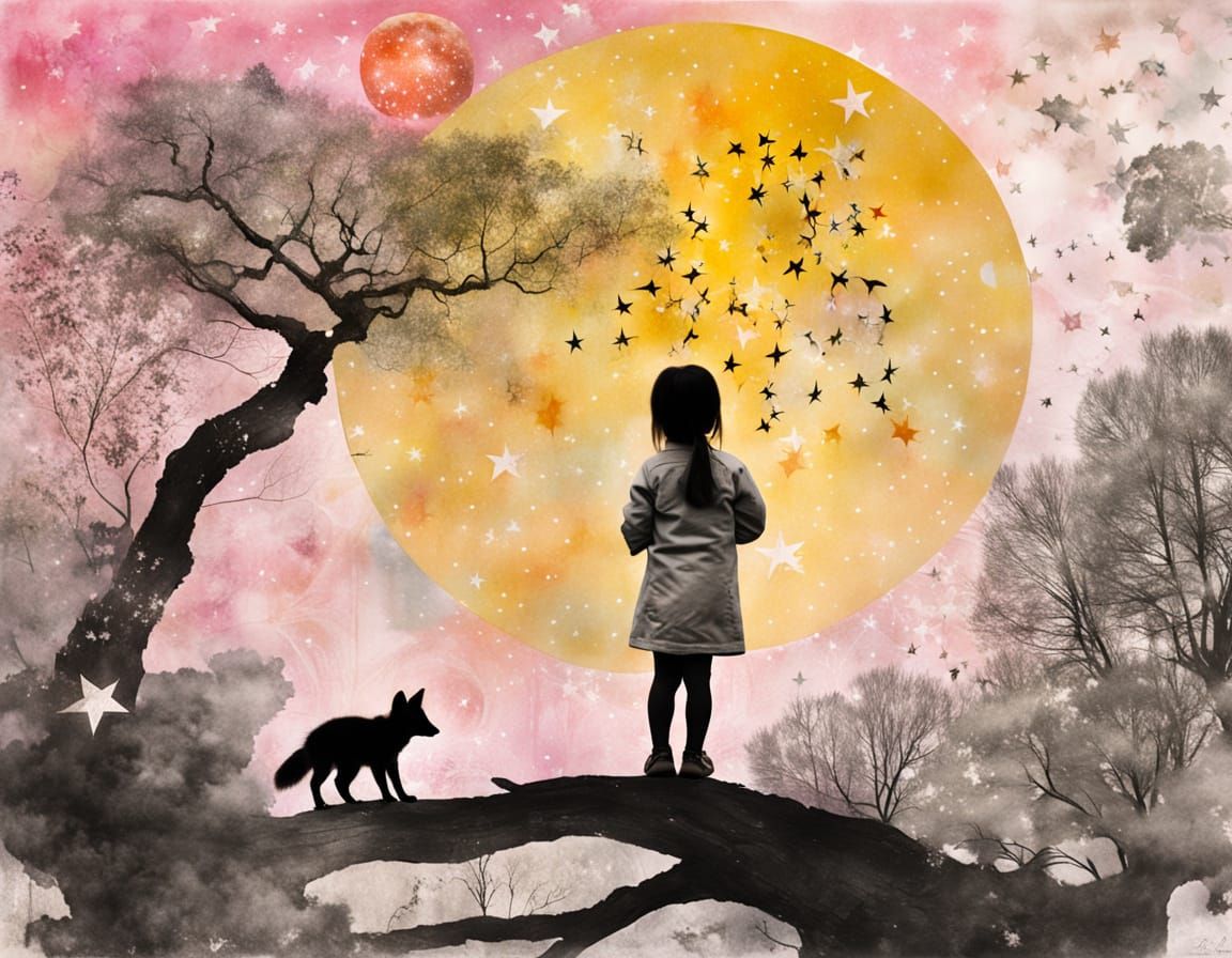 Joyful Childhood Moment in Celestial Harmony