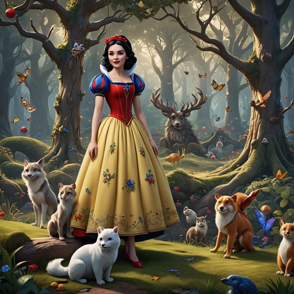 Princess Snow White in Disney Style, Enchanted Forest