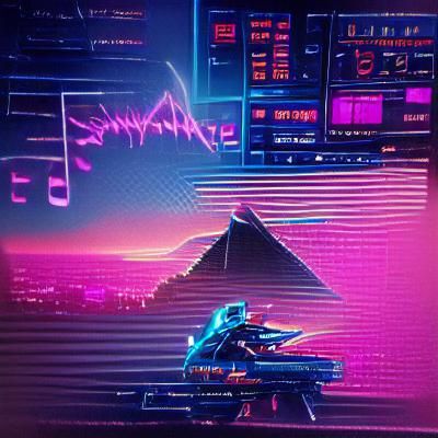 Vibrant Neon Scene in Synthwave Style