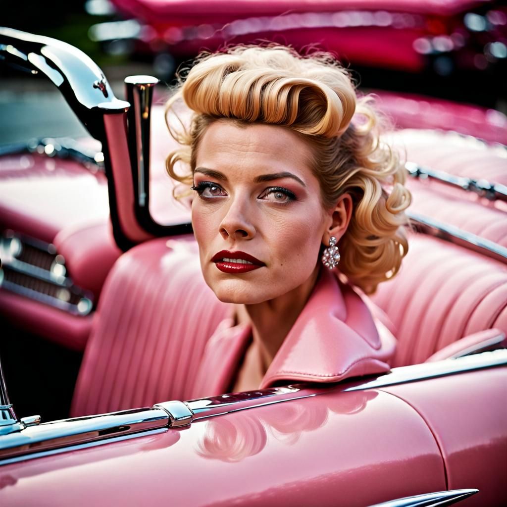 Pink Cadillac Eldorado Convertible Portrait