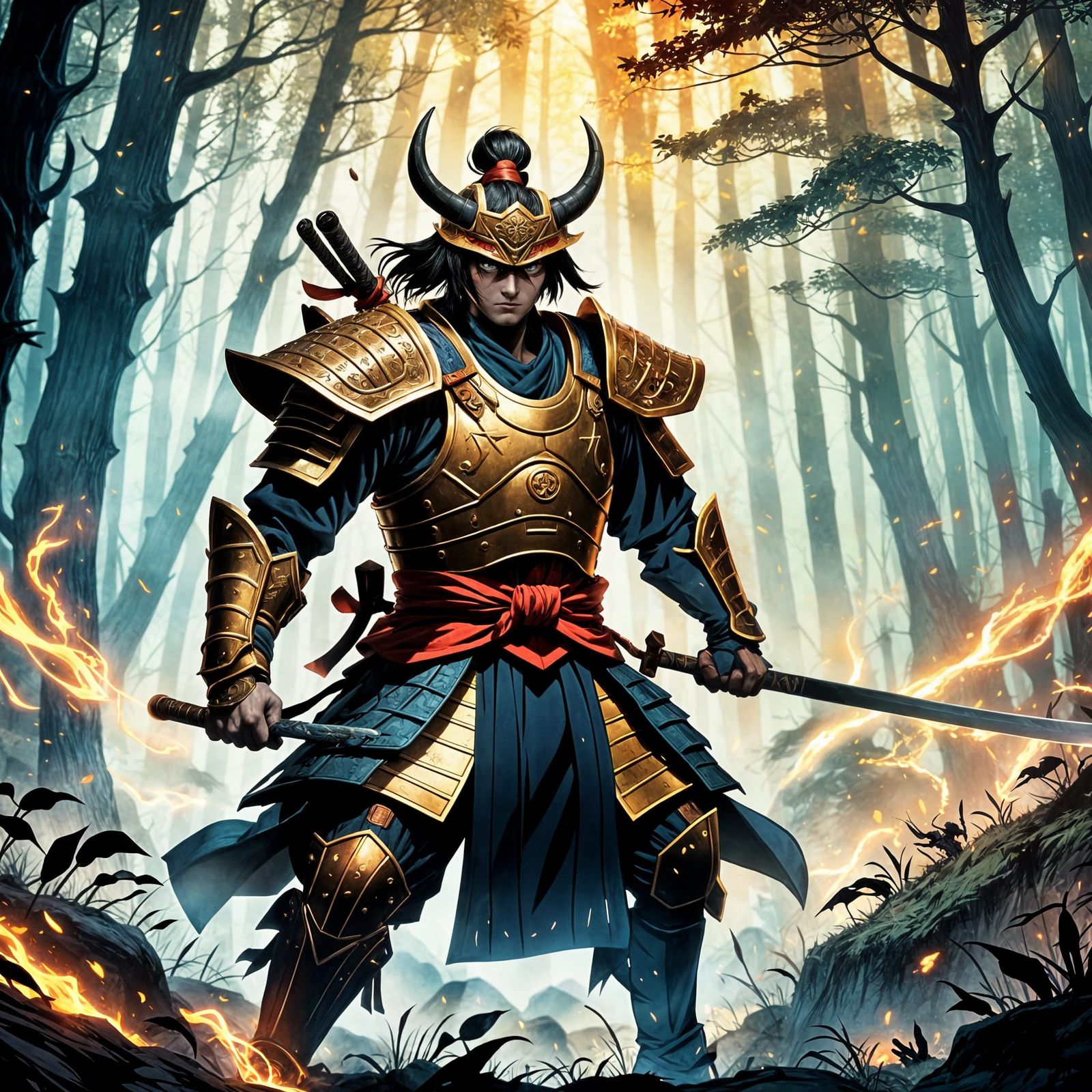 Samurai Battles Demonic Forces in Cinematic Style